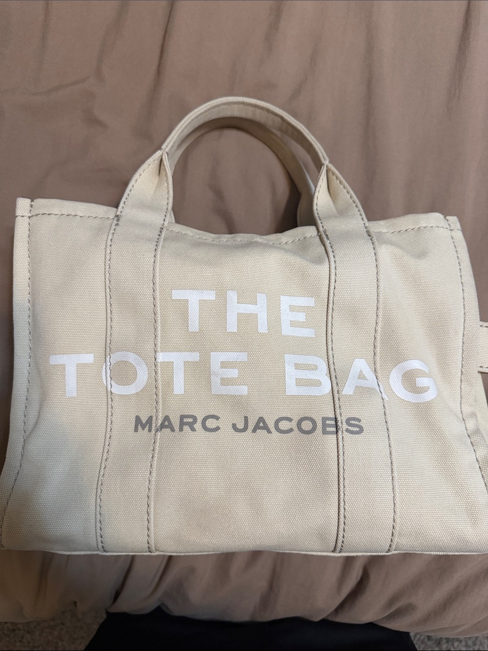 Marc Jacobs Canvas Tote Bag in Cream with White Logo